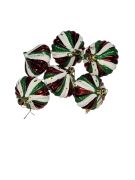 Yılbaşı Süs Kırmızı Yeşil Beyaz Topaç 6'lı 250736