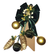 Yılbaşı Kapı Süsü Fiyonk Yeşil Kadife Kozalaklı 9643