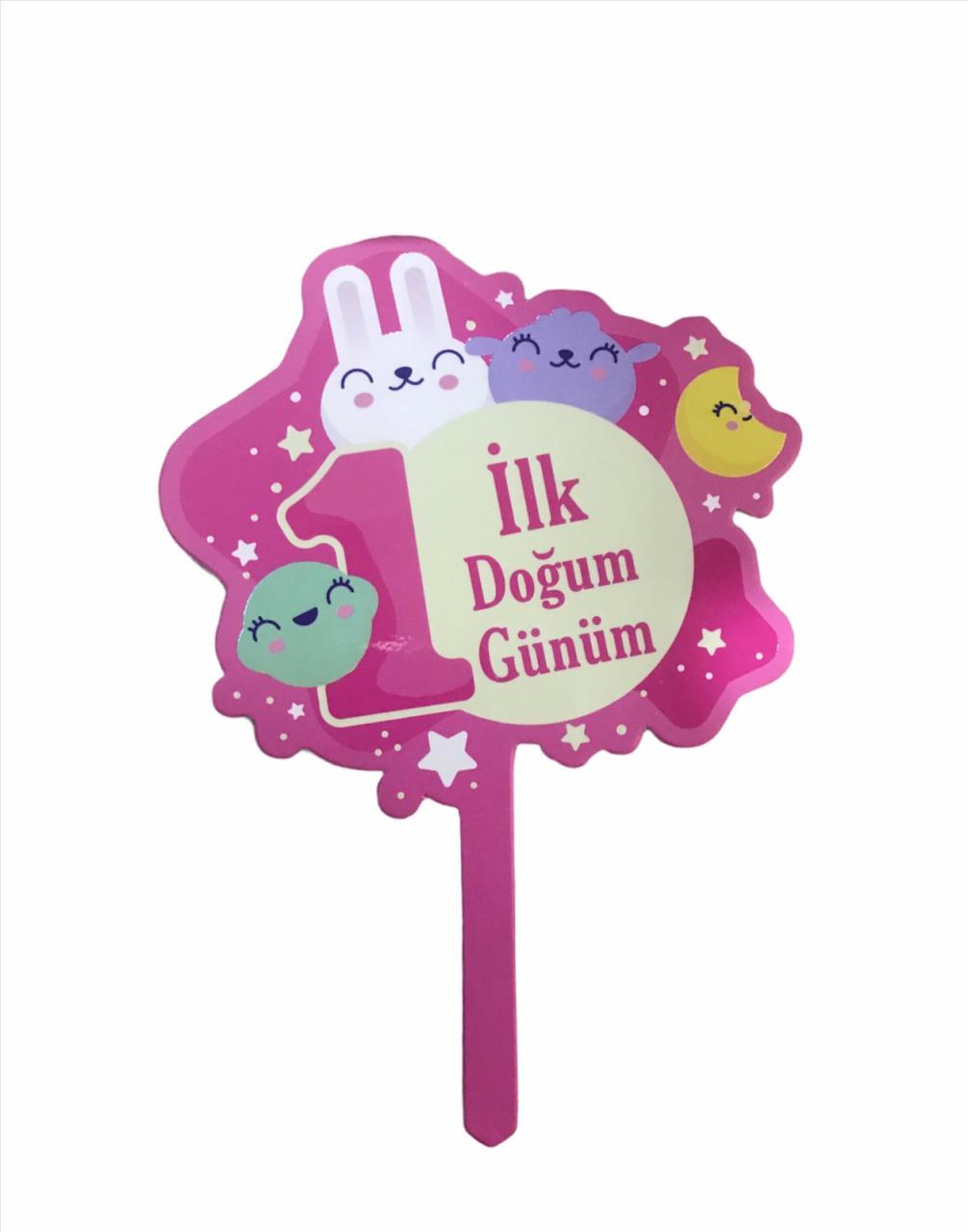 .1 Yaş Pembe Pasta Üzeri Yazı