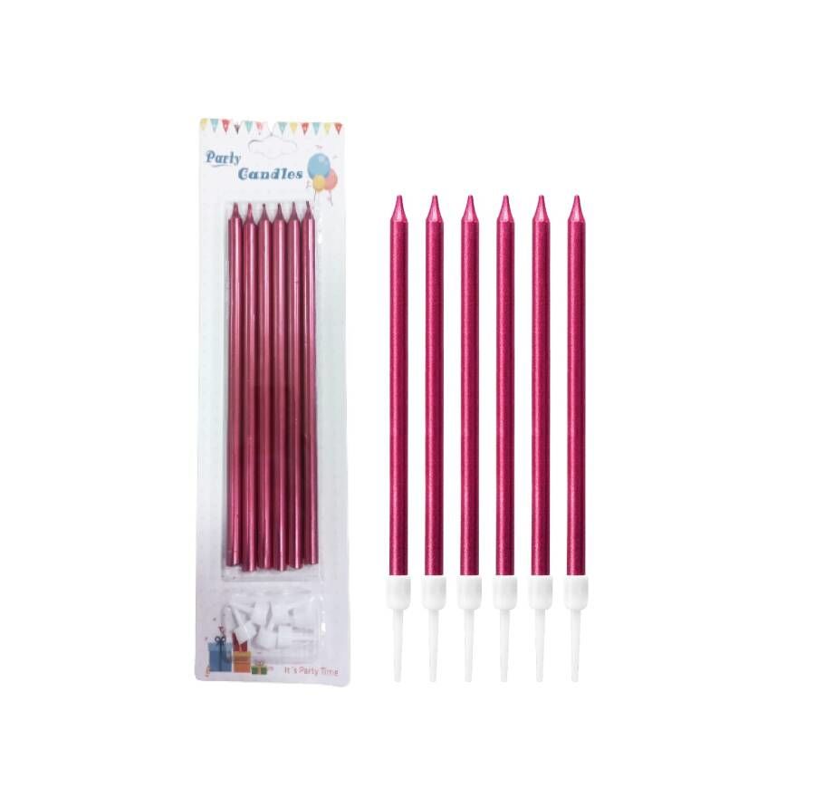 20 Cm 6'lı Mum Kırmızı