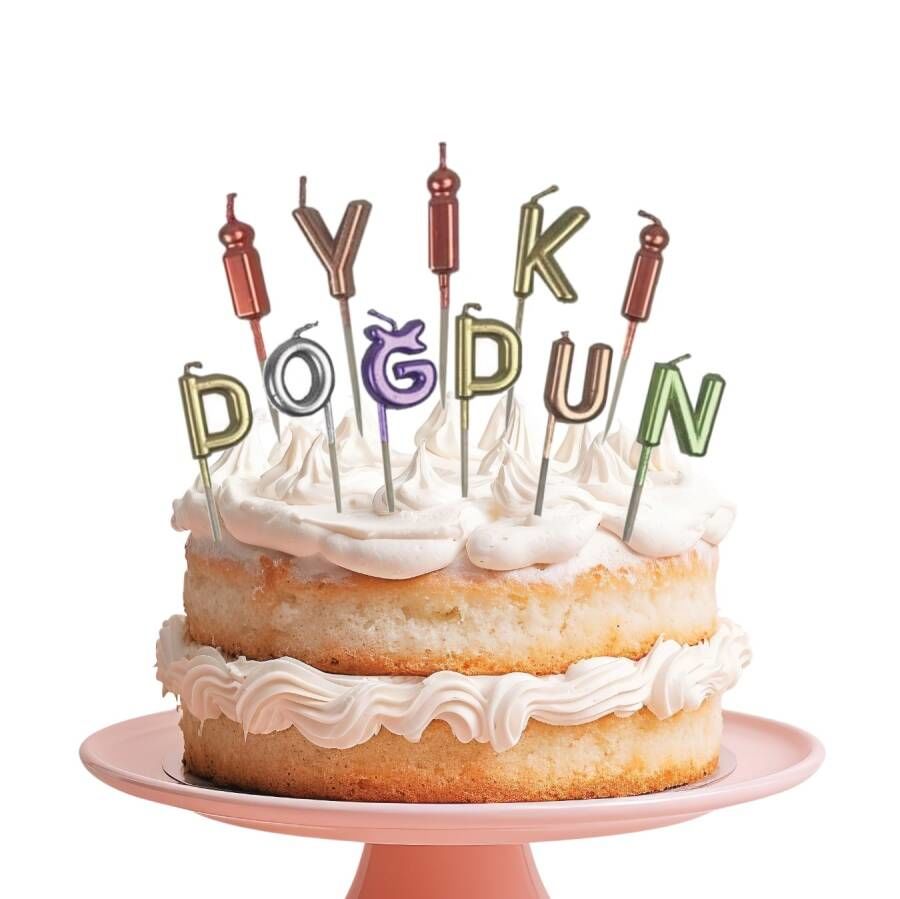 Varaklı Renkli İyi Ki Doğdun Mum 11 Parça