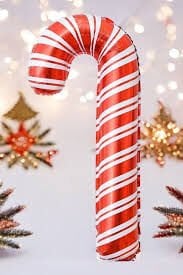 Yılbaşı Kırmızı Beyaz Parlak Baston Folyo Balon 96*63 Cm
