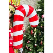 Yılbaşı Kırmızı Beyaz Mat Baston Folyo Balon 96*63 Cm