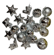 Yılbaşı Top Süs Asetat Kutulu Karışık Gümüş 3382-2
