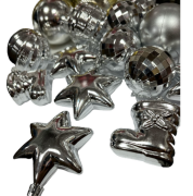 Yılbaşı Top Süs Asetat Kutulu Karışık Gümüş 3382-2