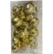 Yılbaşı Top Süs Asetat Kutulu Karışık Gold 3382-1