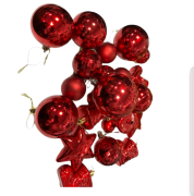 Yılbaşı Top Süs Asetat Kutulu Karışık Kırmızı  3382