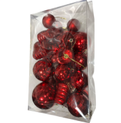 Yılbaşı Top Süs Asetat Kutulu Karışık Kırmızı  3382