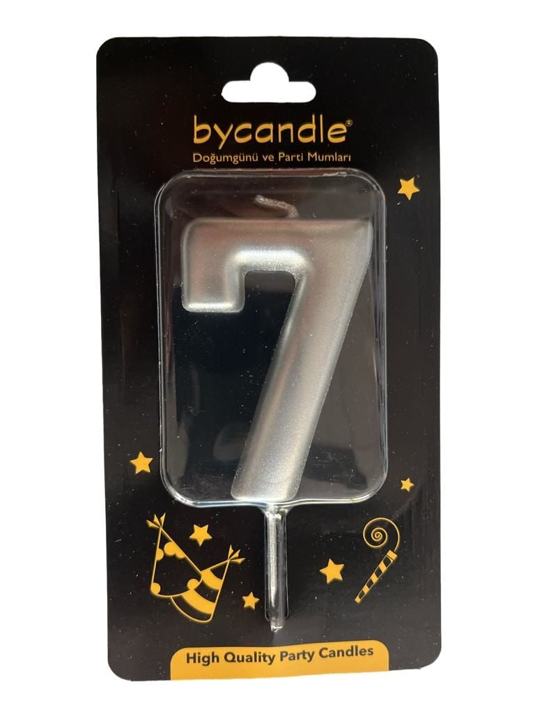 7 Rakam mum gümüş Büyük