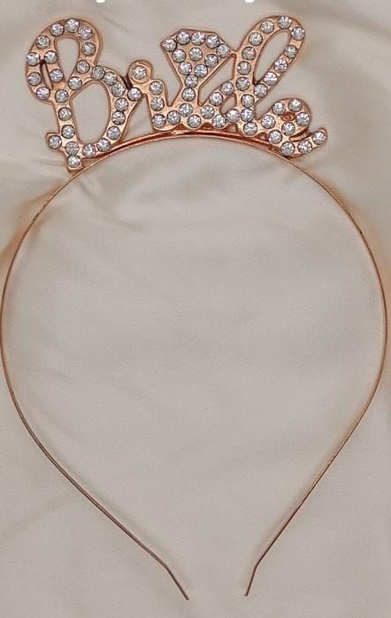 Taşlı Metal Taç Bride Rose Gold