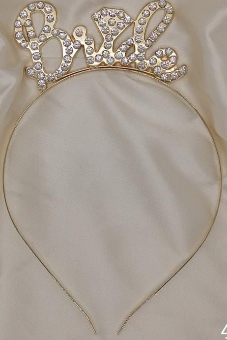 Taşlı Metal Taç Bride Gold