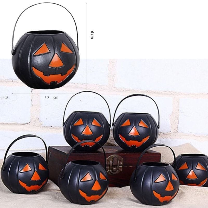Halloween Bal Kabağı Mumluk Tekli 10 Cm Siyah 1 adet