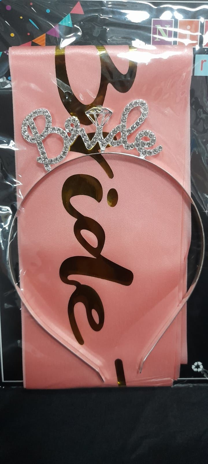 Bride To Be Pembe Gold Baskılı Kuşak Elmaslı Taç Set