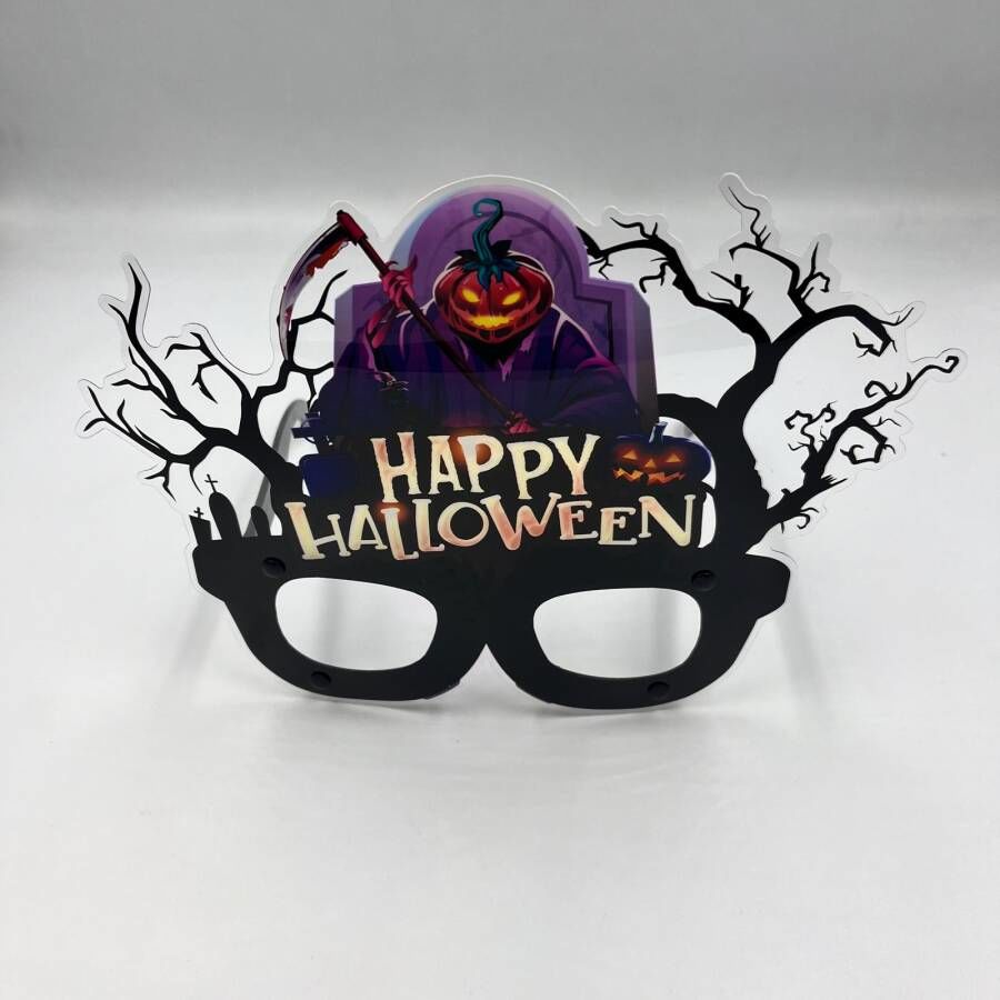Halloween PVC Kaplı Gözlük Mor Bal Kabaklı Model