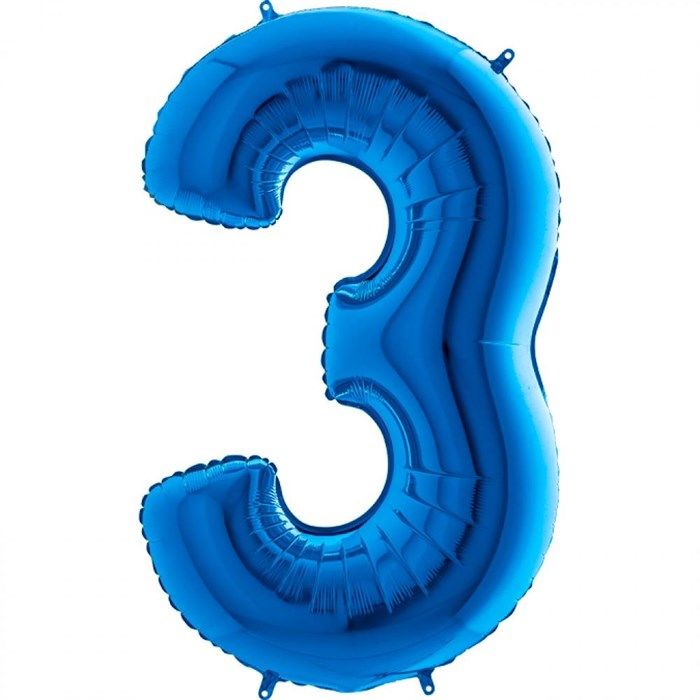 3 Rakam Mavi Folyo Balon 82 cm