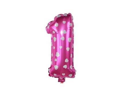 Pembe 1 Rakam Folyo Balon 16 inç