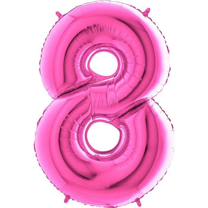 8 Rakam Pembe (Fuchsia) Folyo Balon 82 cm