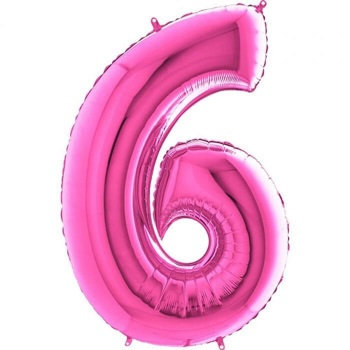 6 Rakam Pembe (Fuchsia) Folyo Balon 82 cm