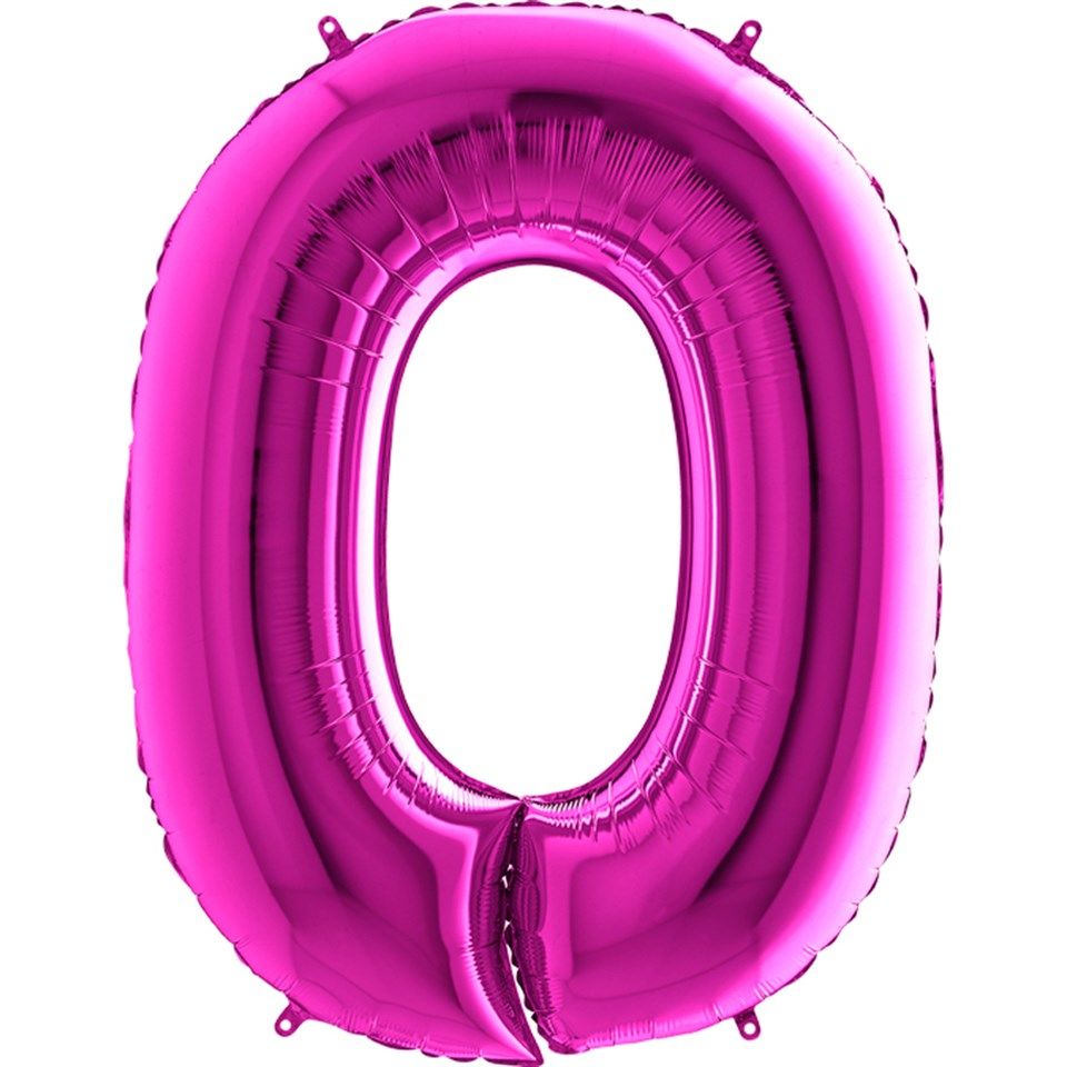 0 Rakam Pembe (Fuchsia) Folyo Balon 82 cm