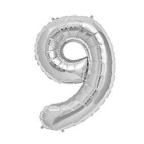 9 Rakam Gümüş Folyo Balon 82 cm