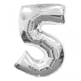 5 Rakam Gümüş Folyo Balon 82 cm