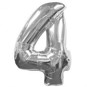 4 Rakam Gümüş Folyo Balon 82 cm