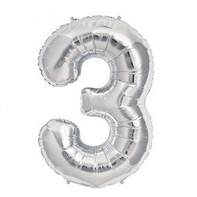 3 Rakam Gümüş Folyo Balon 82 cm
