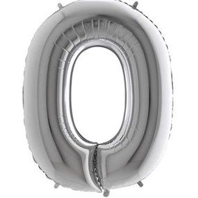 0 Rakam Gümüş Folyo Balon 82 cm