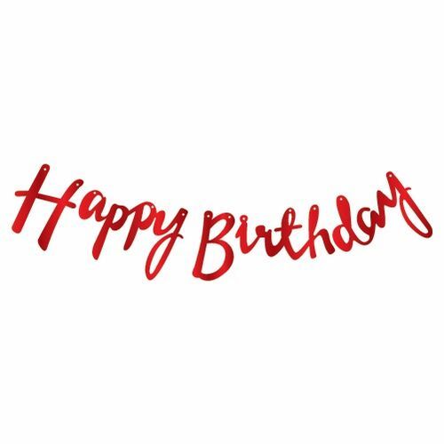 Kaligrafi Banner Kırmızı Happy Birthday