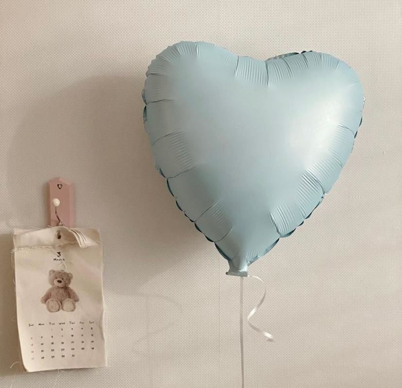 18'' Bebek Mavi Kalp Saten Balon