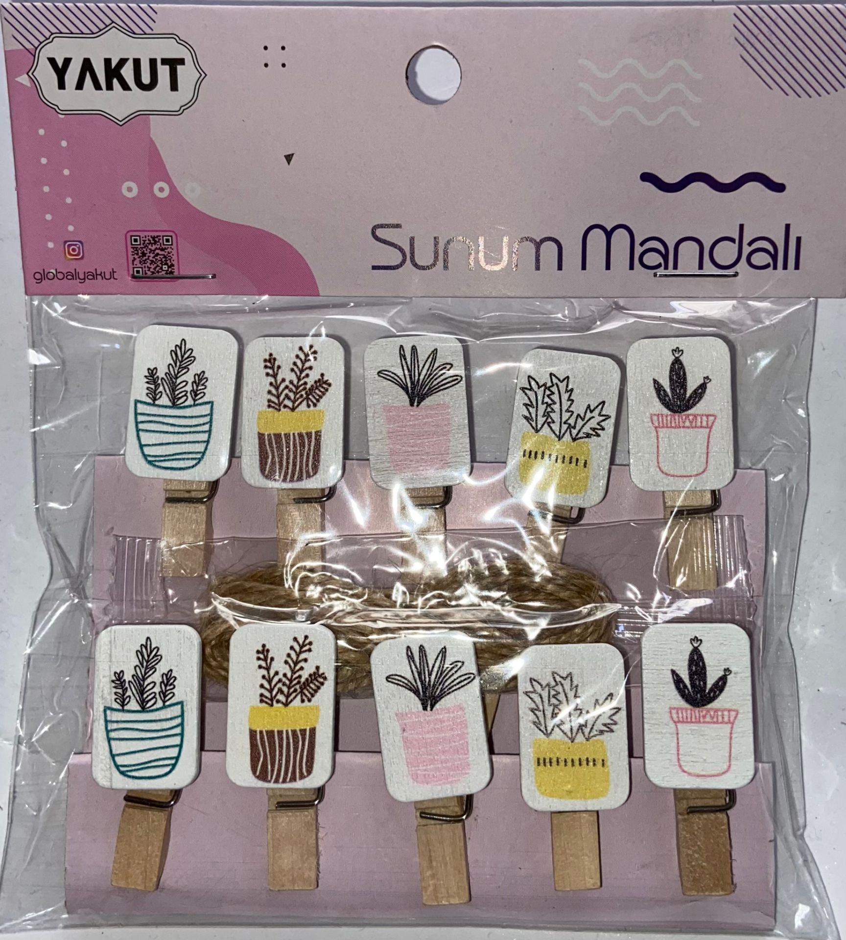 Ahşap Sunum Saksı Mandalı 10 lu