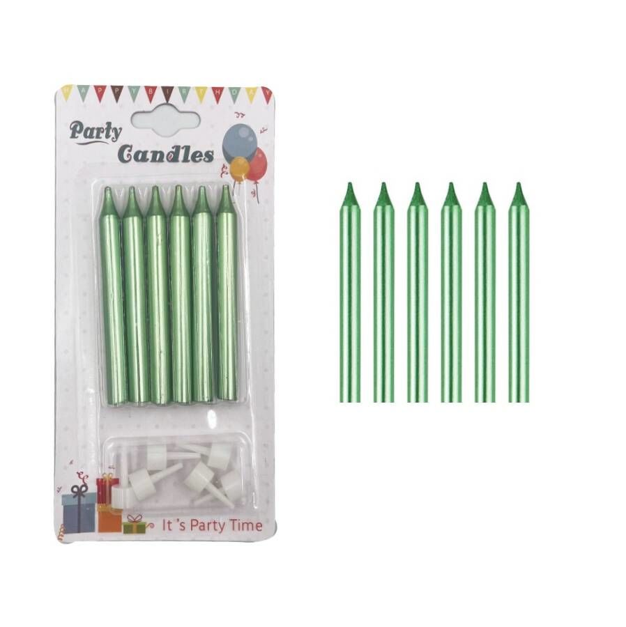 8 cm 6'lı İnce Mum Yeşil