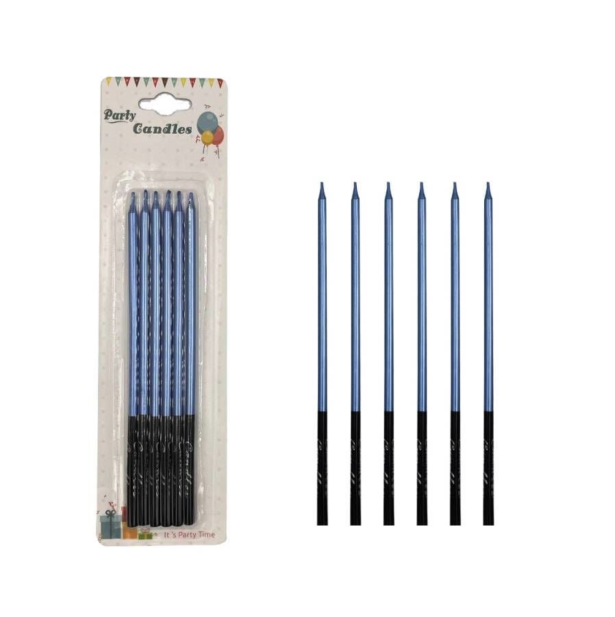 Mum İnce Kalem Model Metalik Mavi 15 Cm 6'lı