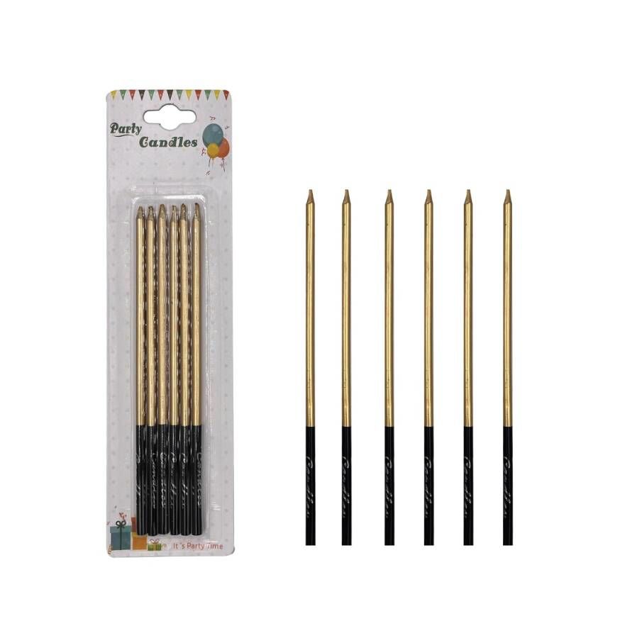 Mum İnce Kalem Model Metalik Gold 15 Cm 6'lı