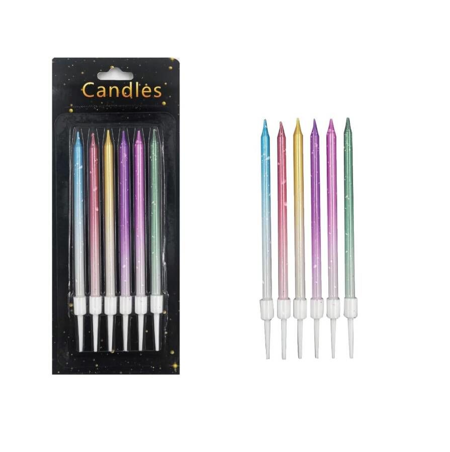 Mum İnce Degrade Renkli 12 Cm 6 Adet