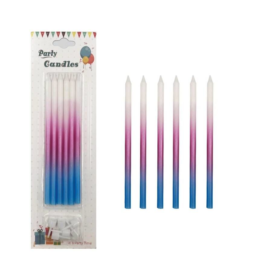 Mum İnce Degrade Mavi Pembe 15 Cm 6 Adet