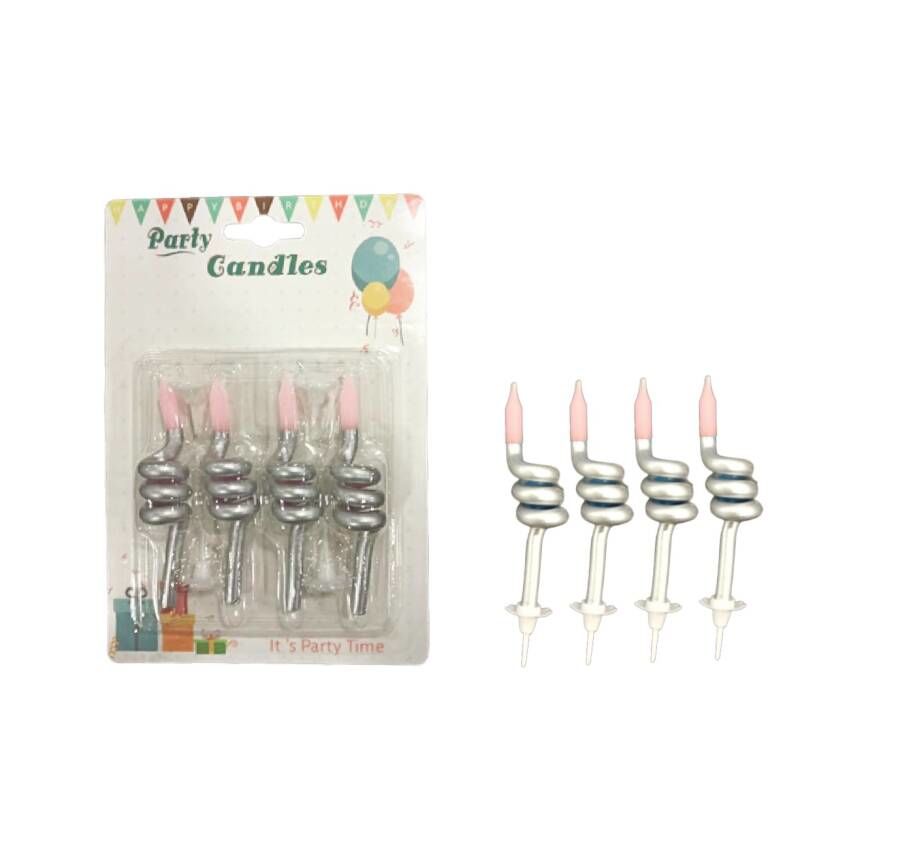 Mum Spiral 4 Parça Set Pembe Gümüş 8 cm