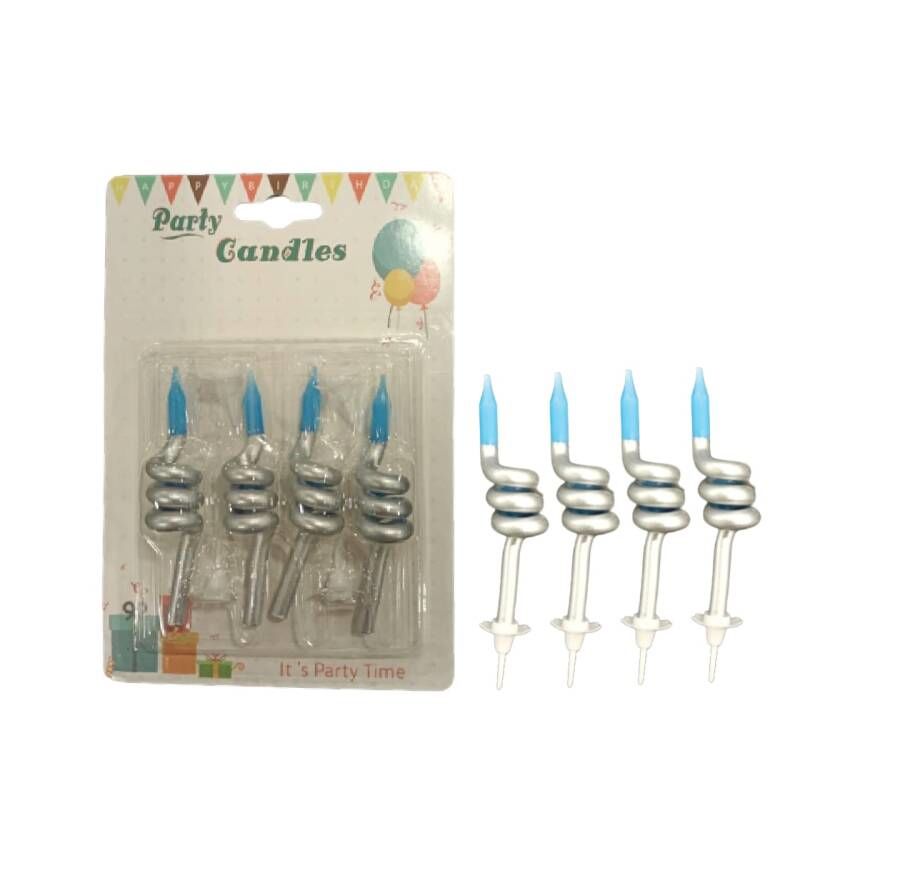 Mum Spiral 4 Parça Set Mavi Gümüş 8 cm