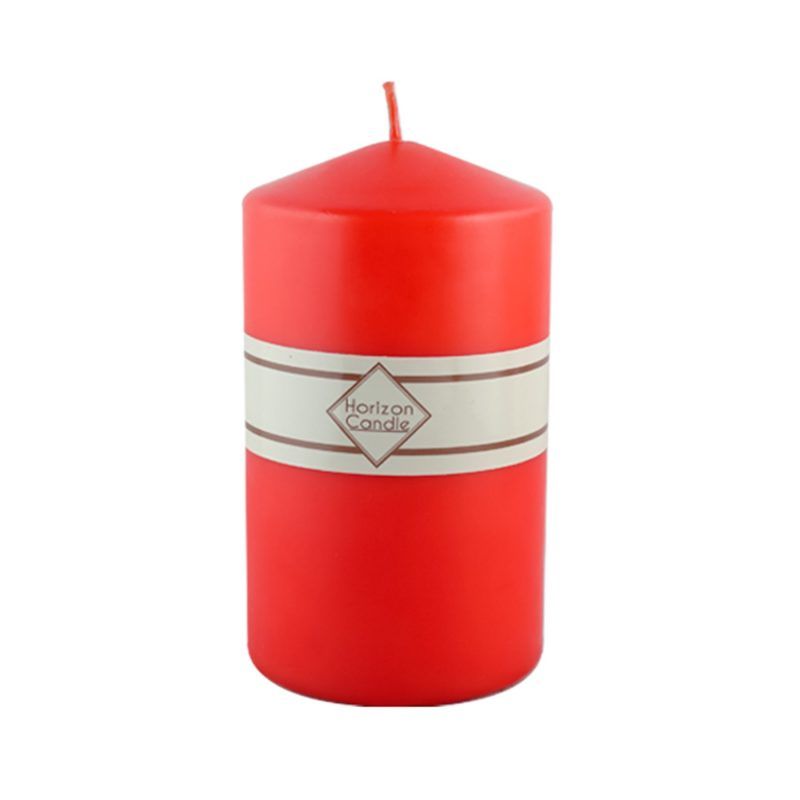 Silindir Mum - Kokusuz - Kırmızı Renk - 8*10 cm