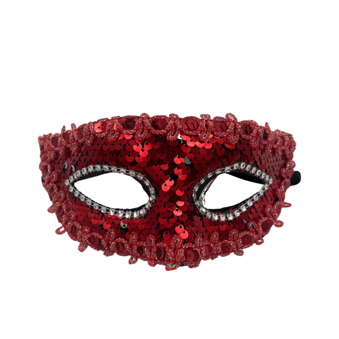 Maske Plastik Pullu Lüks Kırmızı