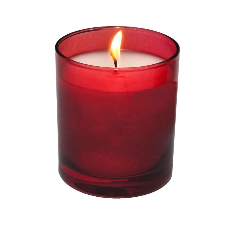Boyalı Bardak Standart Mum - Nar Çiçeği Kokulu - tekli - Kırmızı Renk - 6,5*8 cm