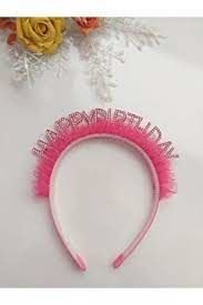 Happy Birthday Koyu Pembe Tüylü Taç