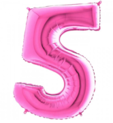 40'' Pembe 5 Rakam Folyo Balon  100 Cm