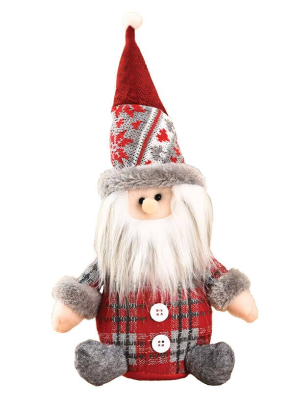 Yılbaşı Dekoratif Oturan Noel Baba Ekoseli 25 Cm