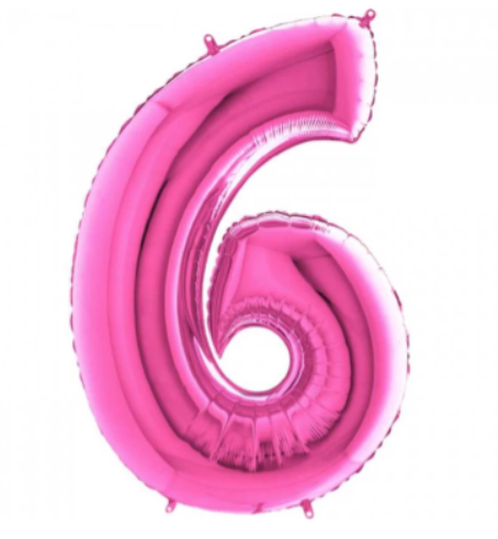 40'' Pembe 6 Rakam Folyo Balon  100 Cm