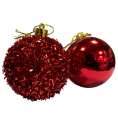 Yılbaşı Süs Top Asetat Kutulu 6 cm 16'lı Kırmızı Parlak Simli 7021