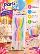 İnce mum 16 Cm Dalgalı Makaron Renkli Mum 12'li