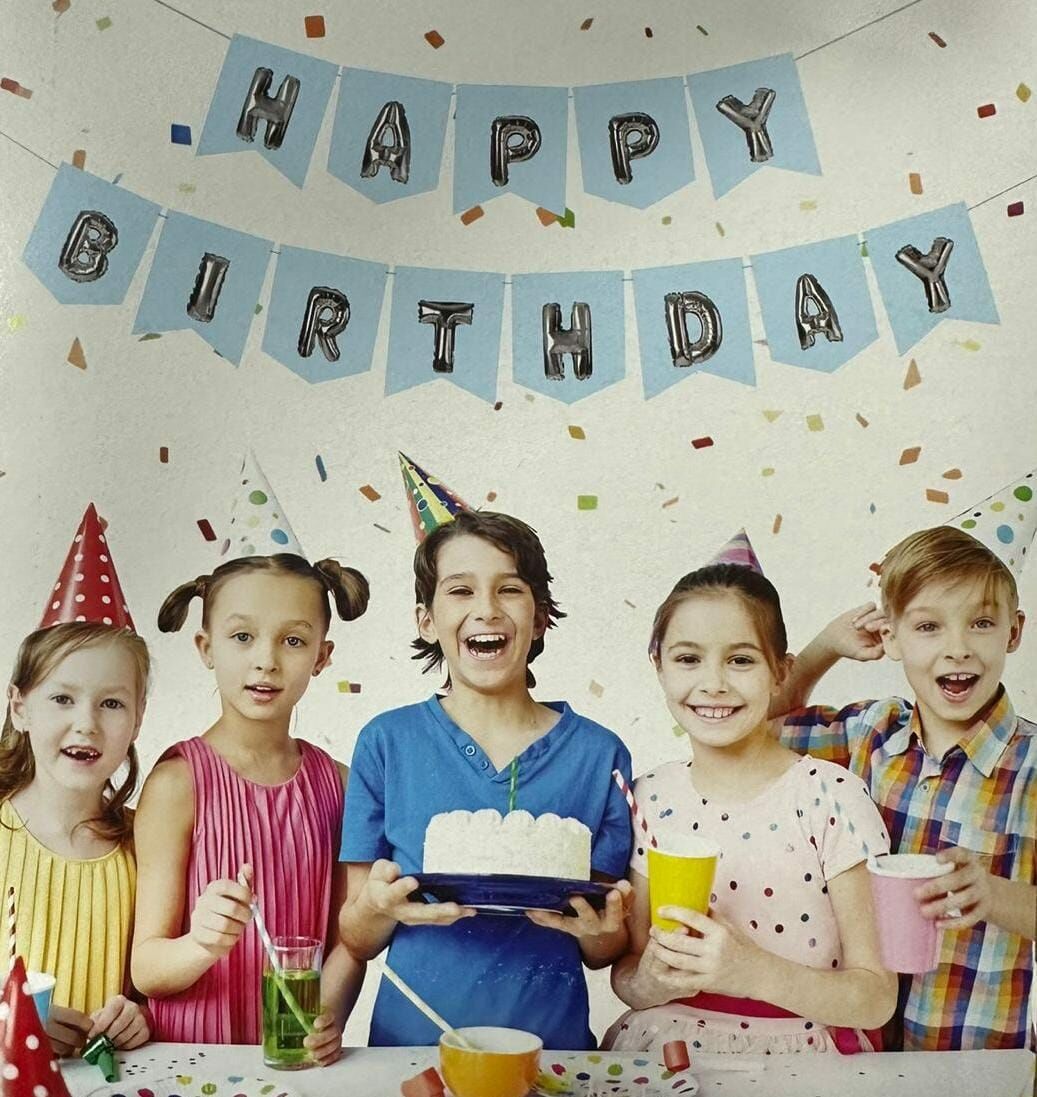 NEW ZARFLI BANNER HAPPY BİRTDAY MAVİ GÜMÜŞ