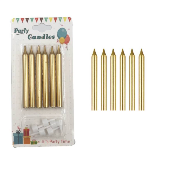 8 cm 6'lı İnce Mum Gold