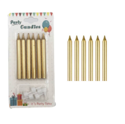 8 cm 6'lı İnce Mum Gold